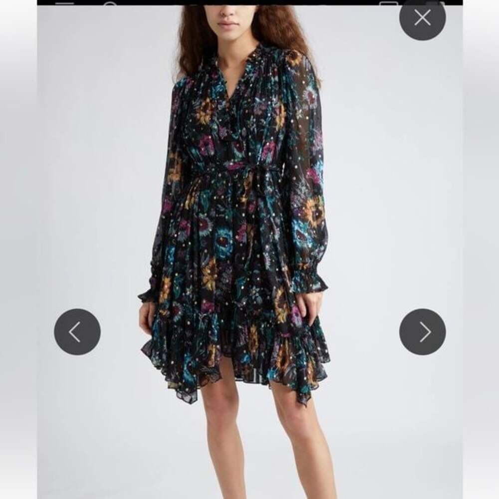 Ulla Johnson Black Floral Ruffled Mini Dress